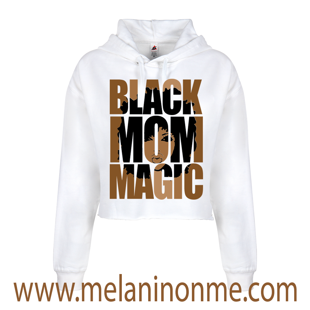 Black Mom Magic Crop Hoodie