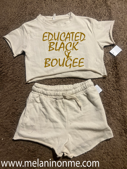 Educated Black Bougee Crop Set