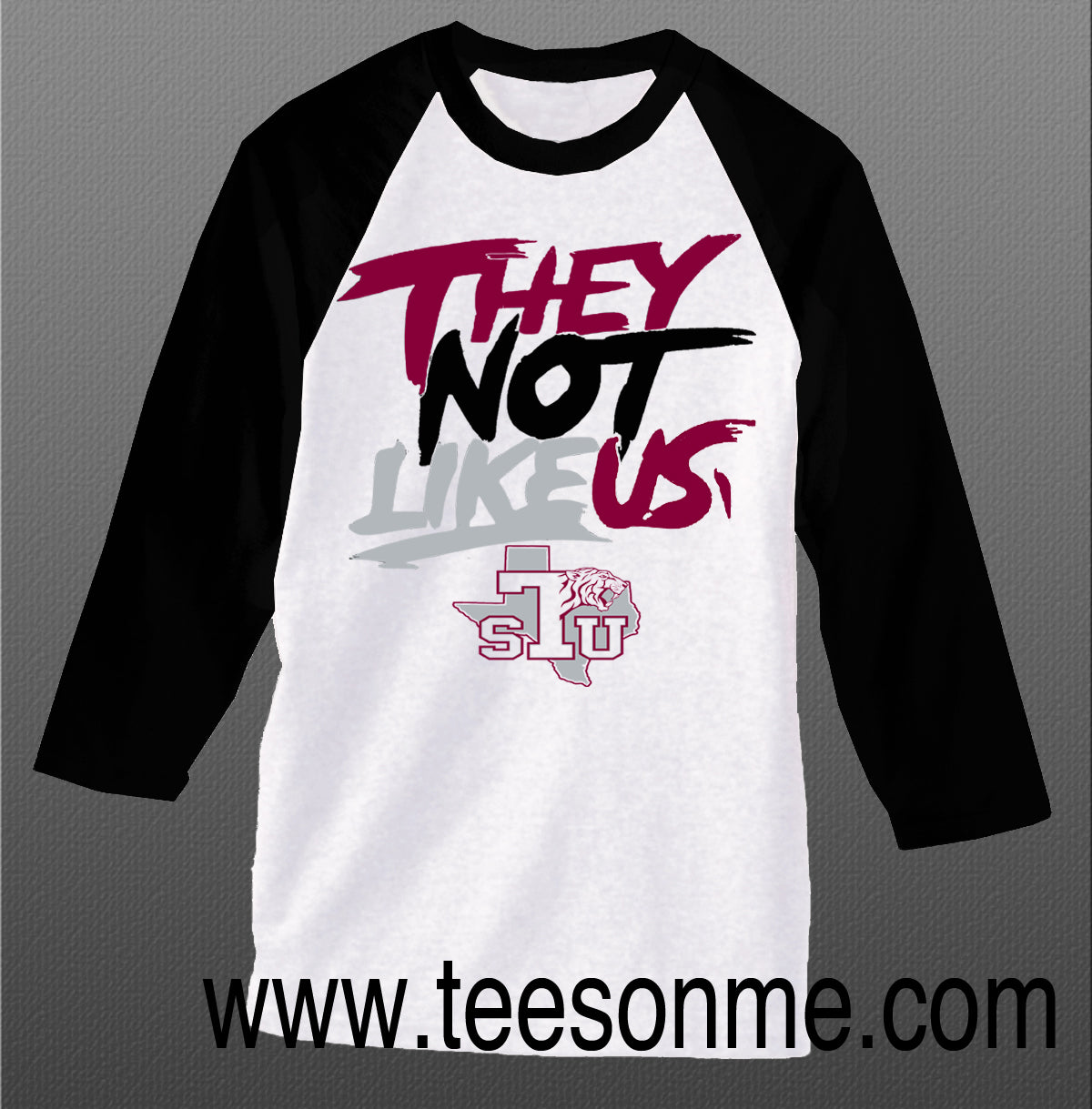 TSU they not like us baseball black with white print tshirt